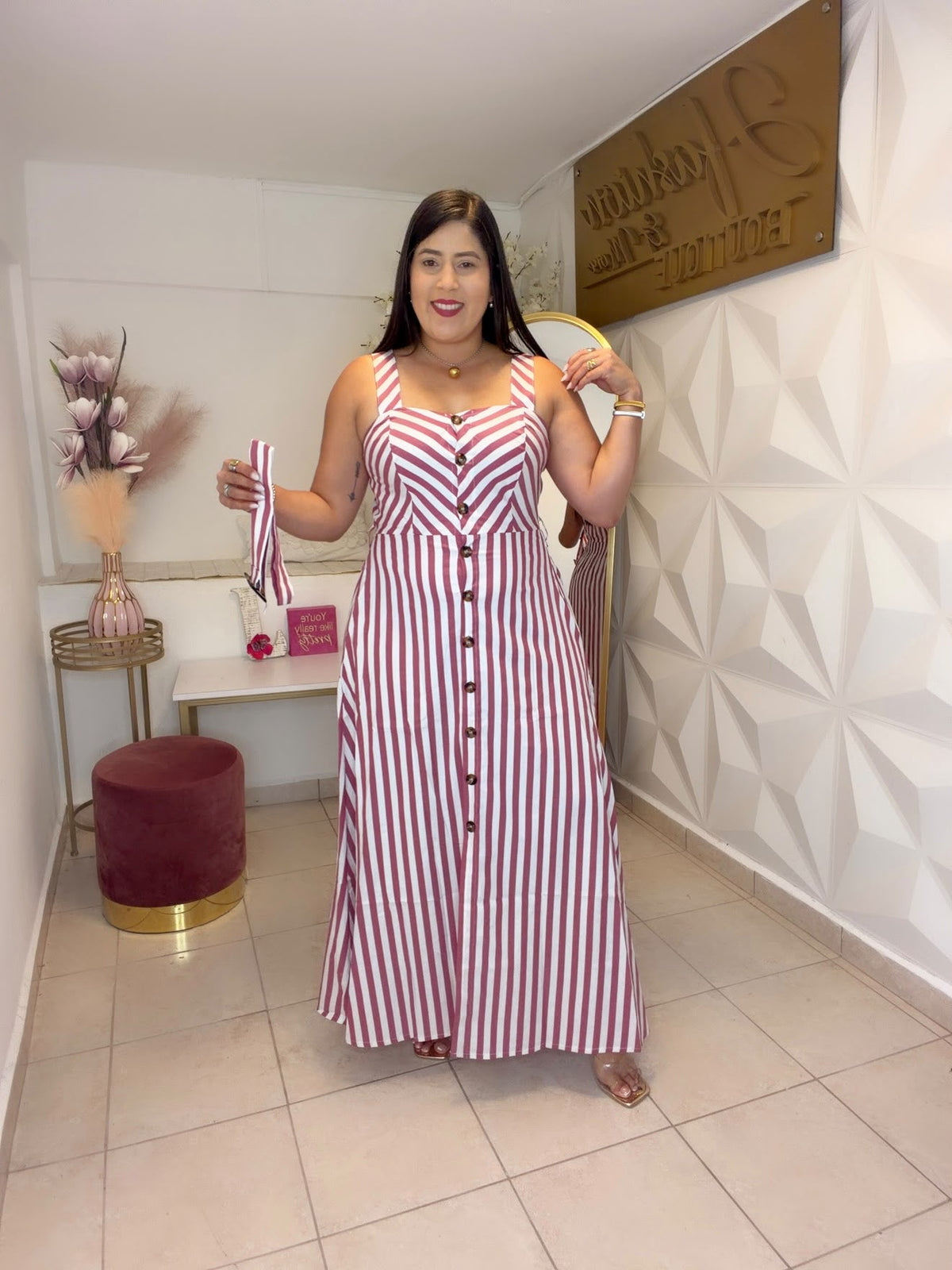 Dress Stripe Burgundy and White