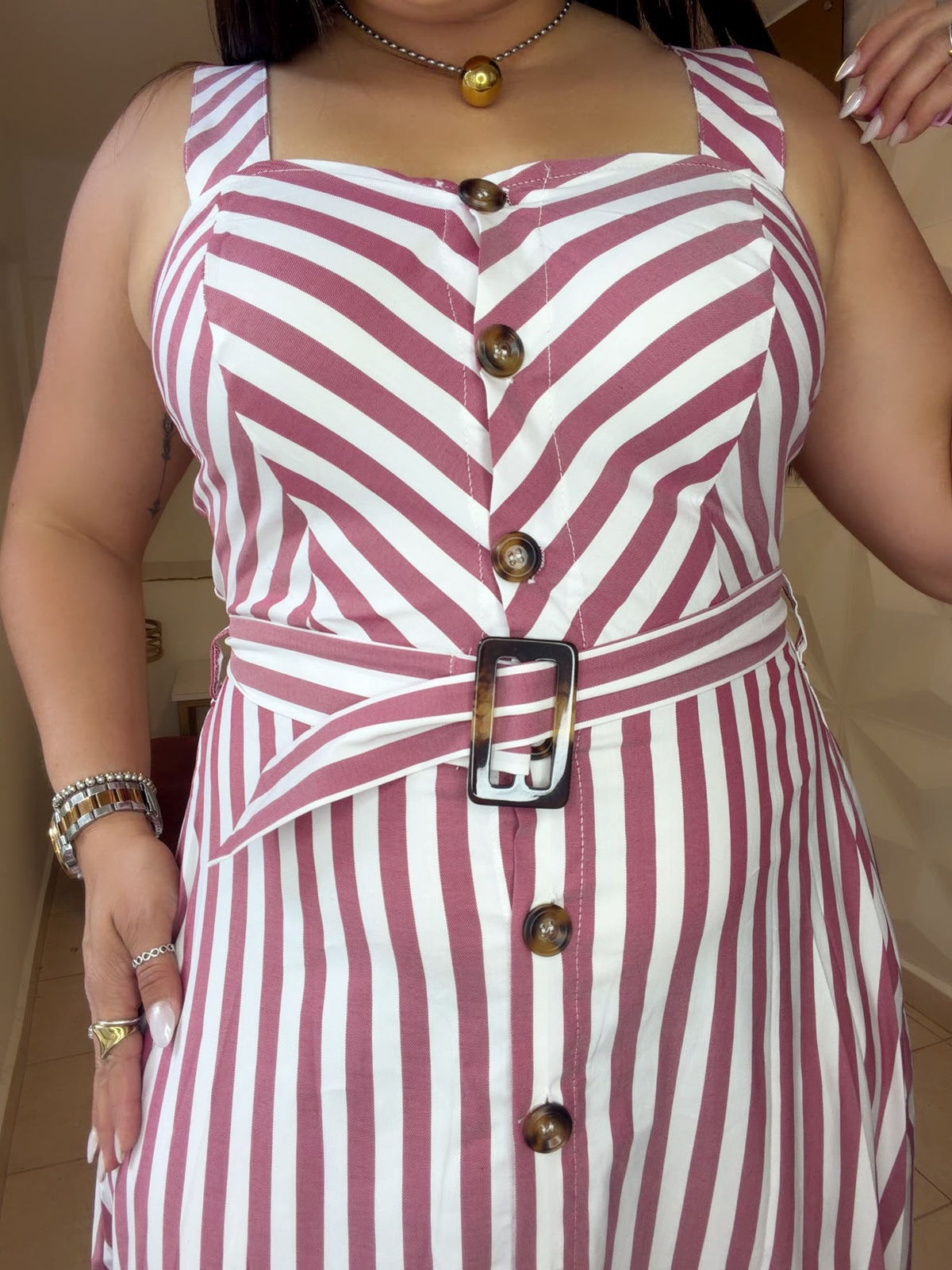 Dress Stripe Burgundy and White