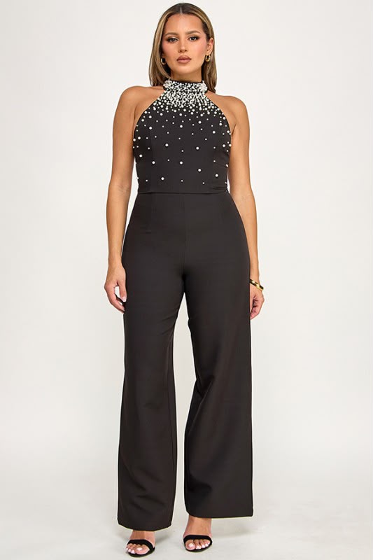 Halter Pant Set Pearl Details  Brown 🤎 OR  Black 🖤