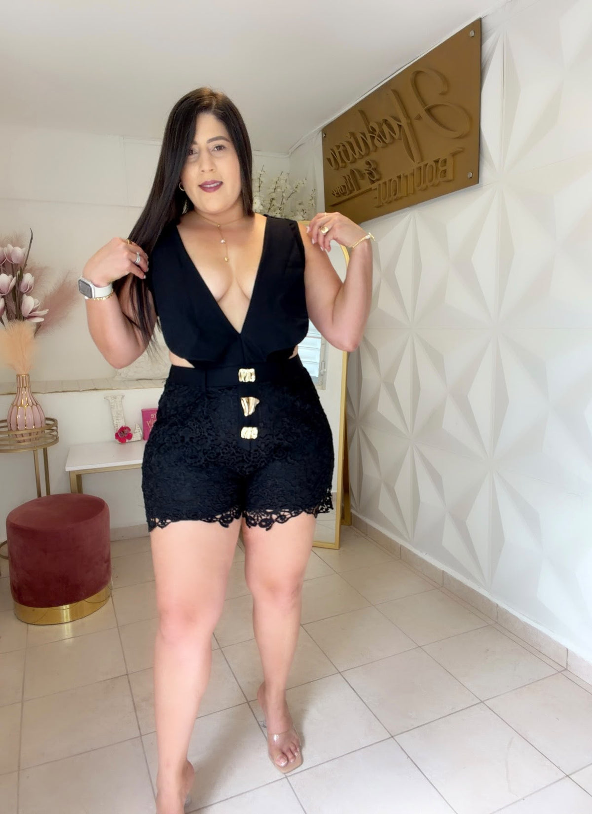 CROCHET LACE PANTS ROMPER, Black 🖤 OR Brown 🤎