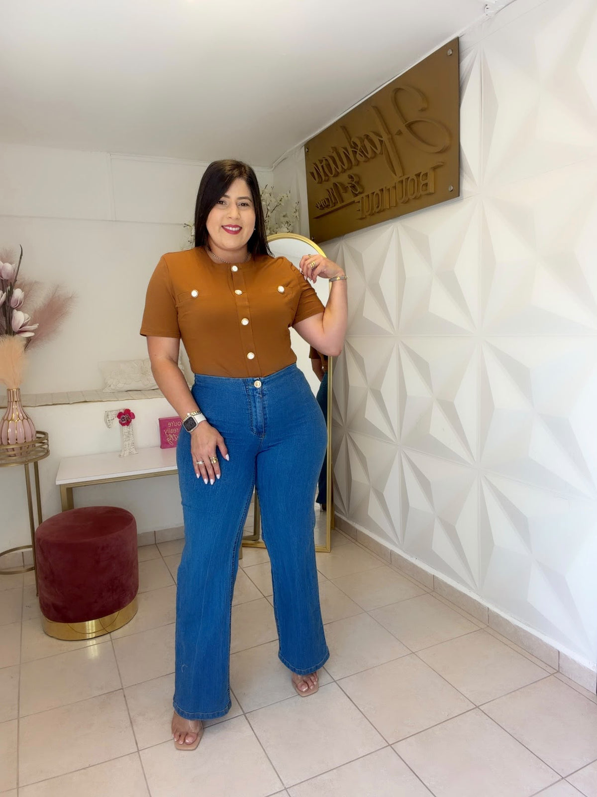 Pastel Blouse Details Button