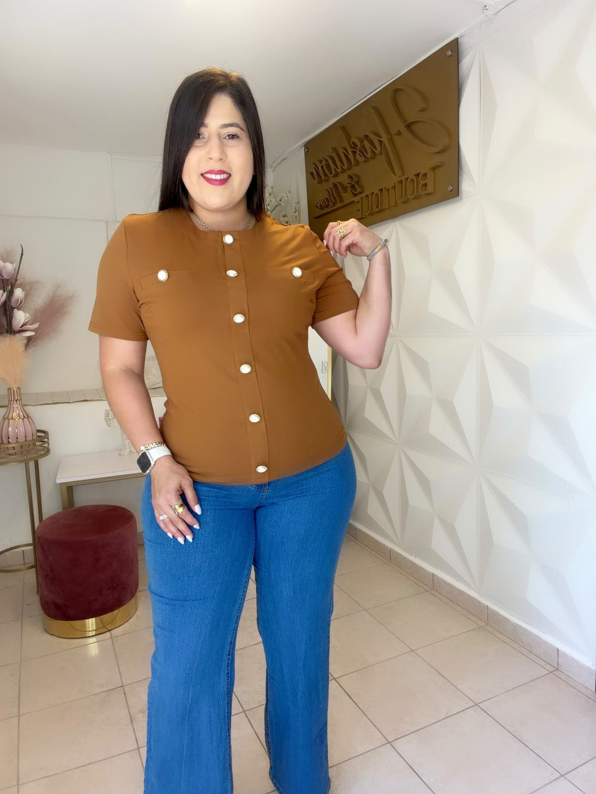 Pastel Blouse Details Button