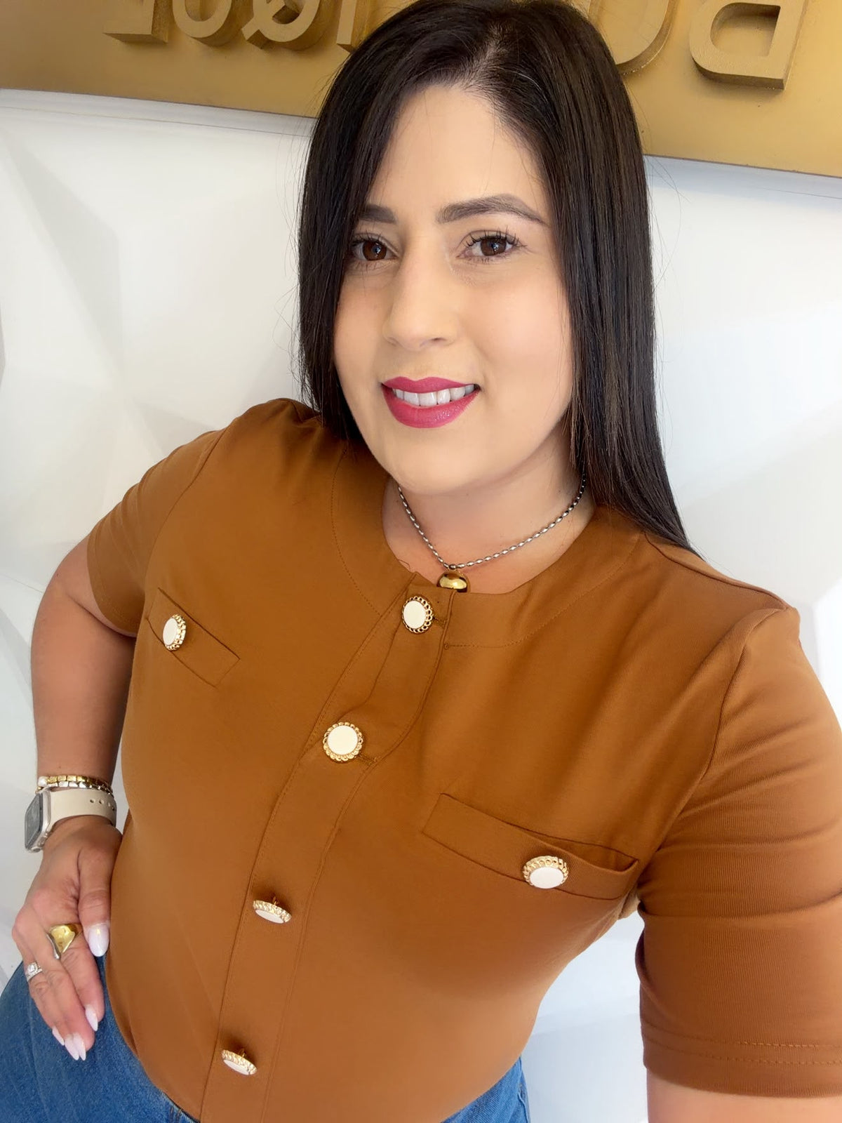 Pastel Blouse Details Button