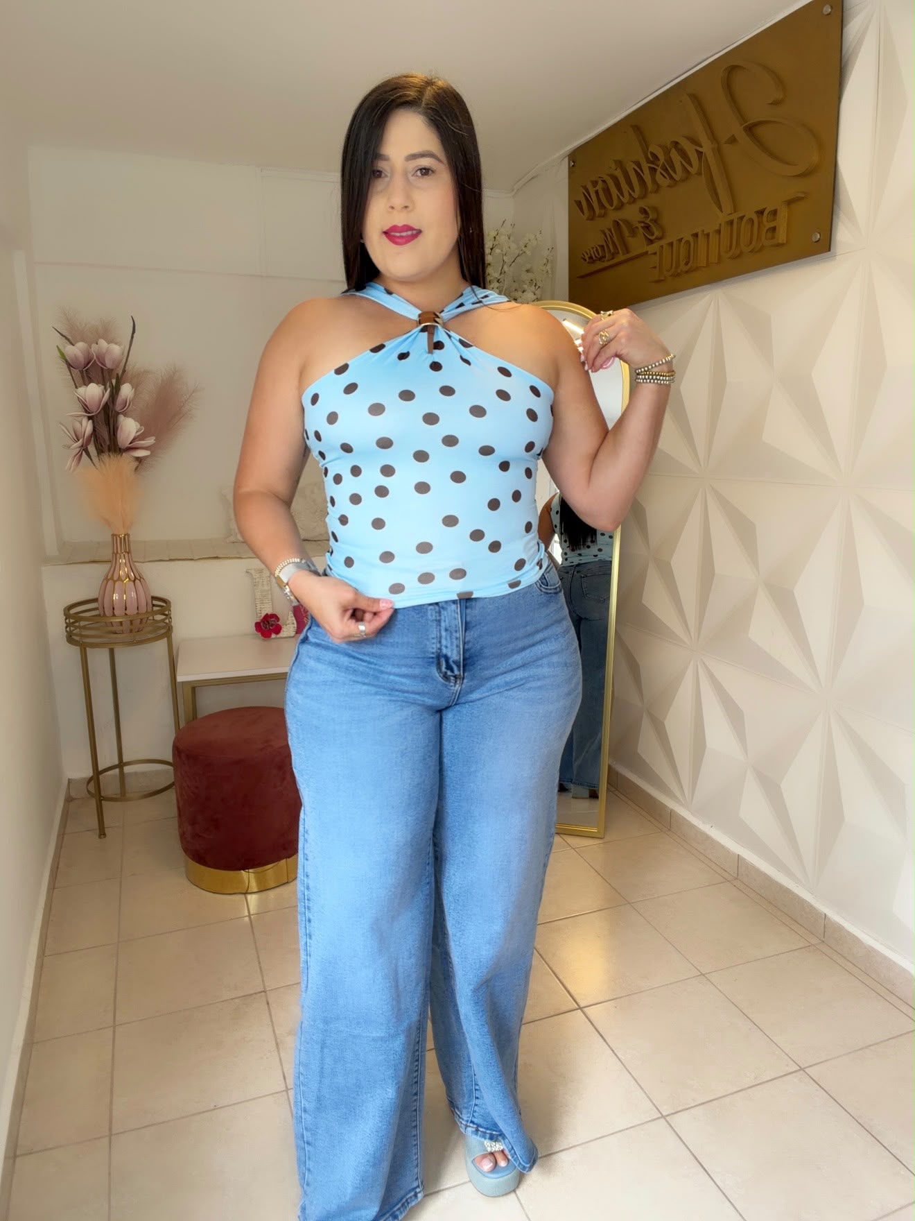 Top Polka Dots Blue