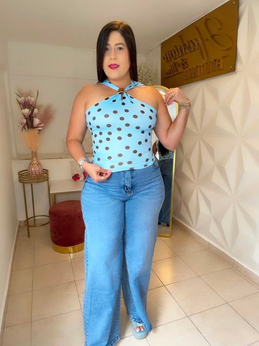 Top Polka Dots Blue