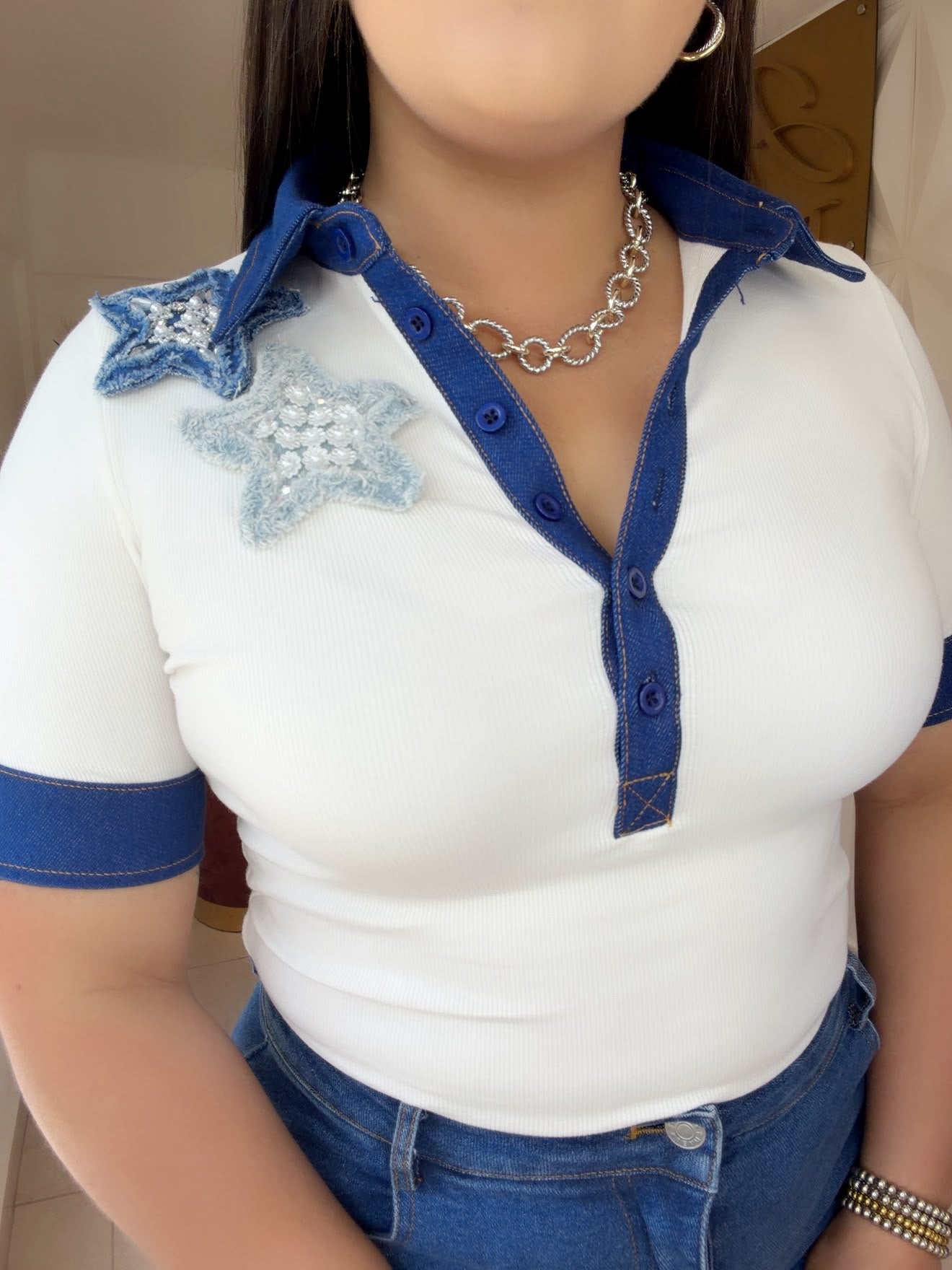 Blusa Blanca & Blue