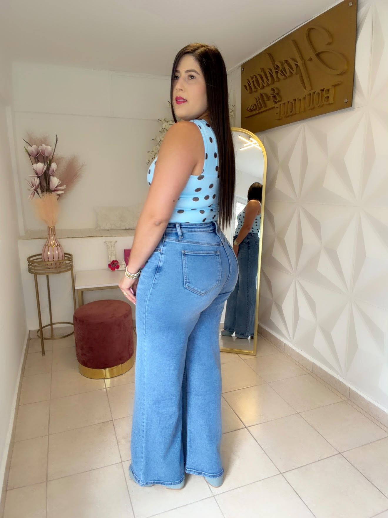 Top Polka Dots Blue