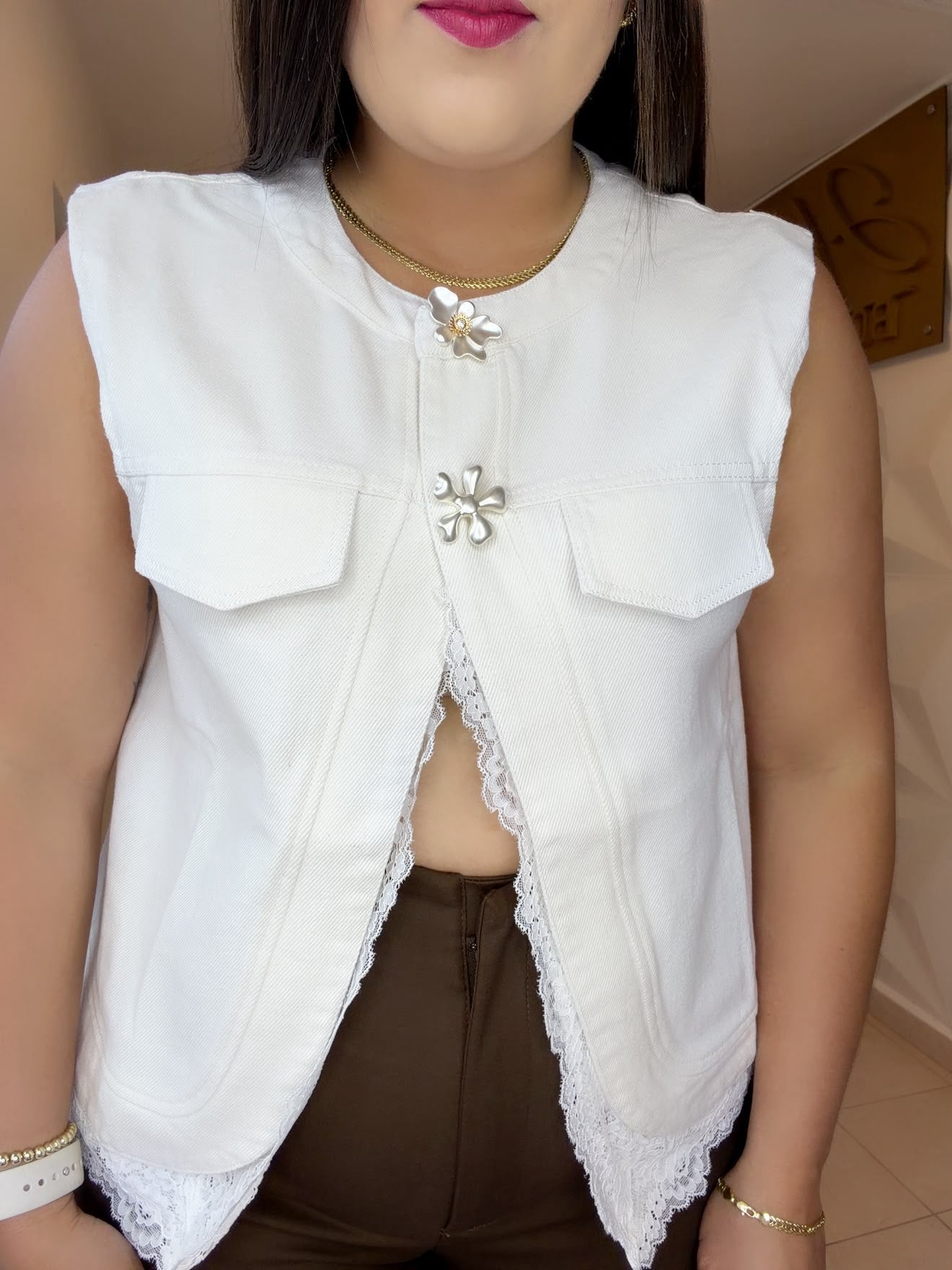 Chaleco White Denim