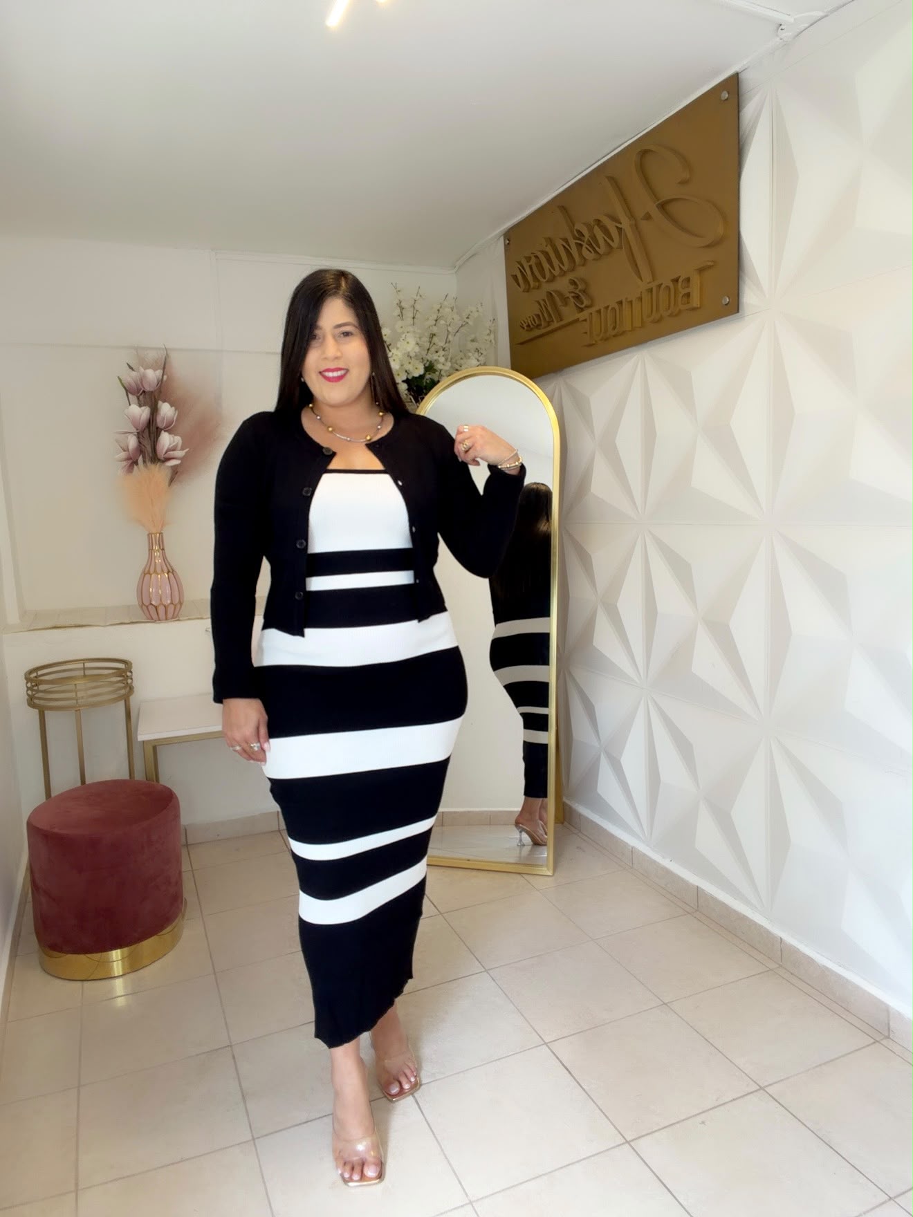 Dress 2 in 1 black and white, (Included Jacket
