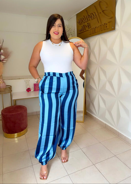 👖 Jogger Pants Stripe Blue & Navy