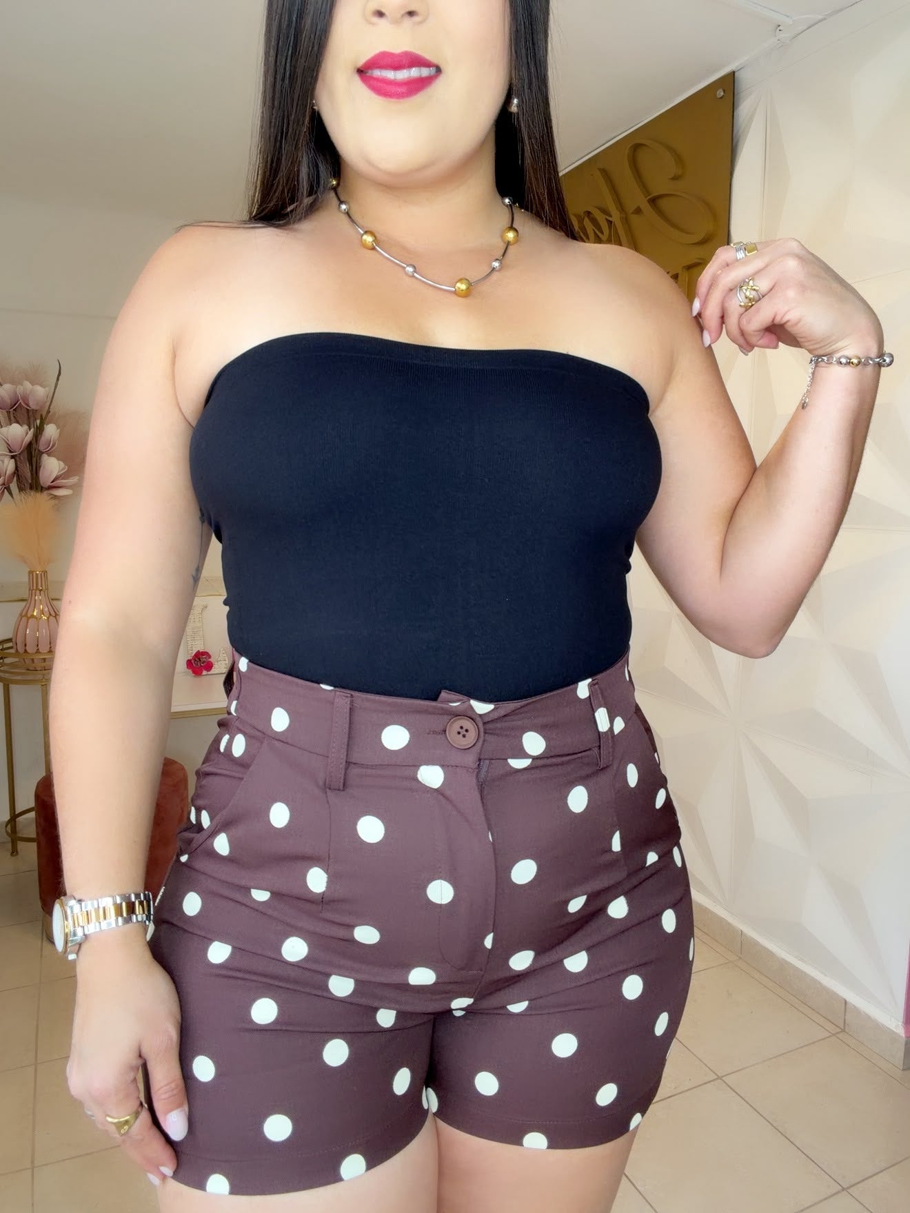 Polka Dot Short Brown (incluye correa)