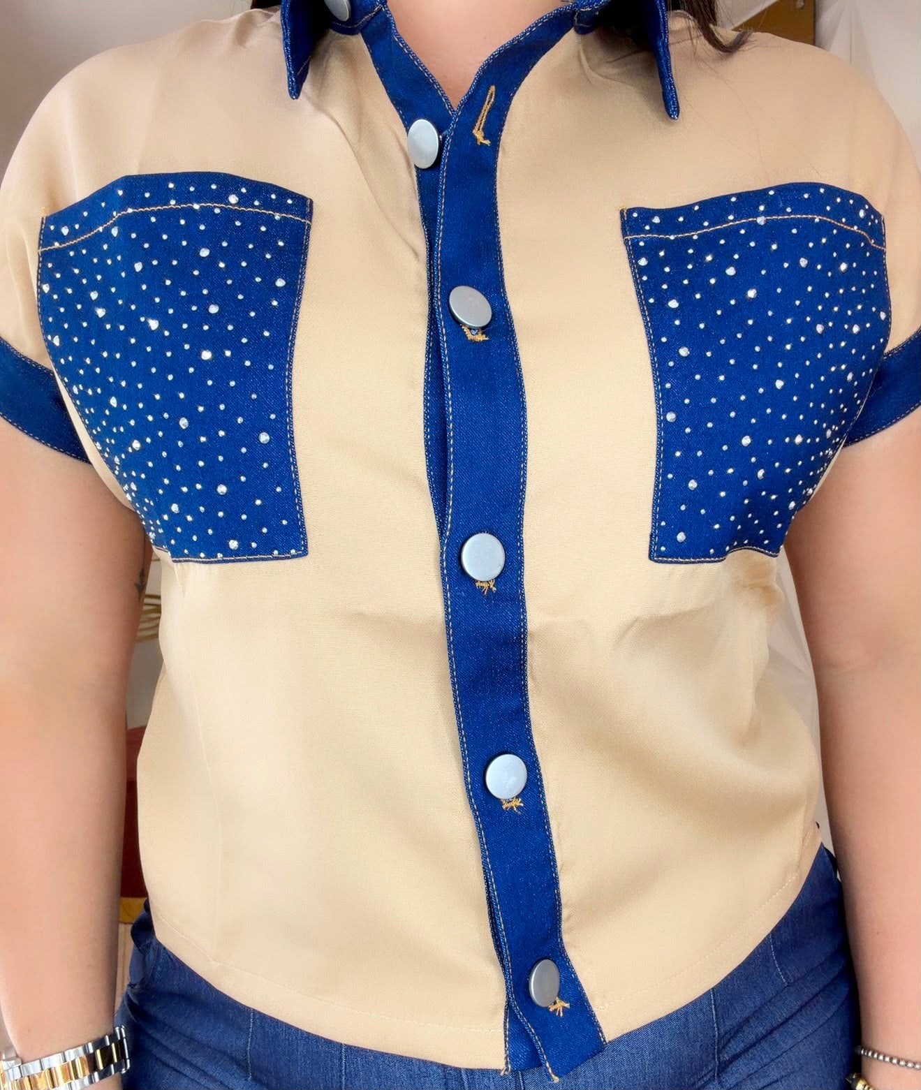 Pastel Top Beige and Denim